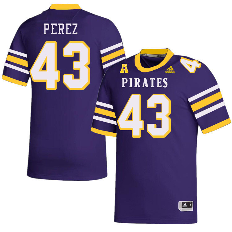 Men #43 Noah Perez ECU Pirates College Football Jerseys Stitched-Throwback